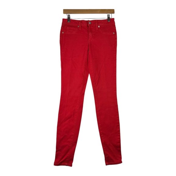 Bebe Skinny Pants sz 28 Red‎ - Picture 1 of 8